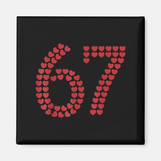 Aimant Viral Six Seven Amour 67 Cœurs Saint-Valentin Clic (Devant)