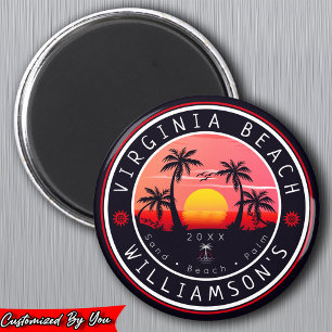 Aimant Virginia Beach USA Retro Sunset Souvenirs 80s