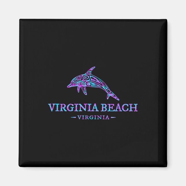 Aimant Virginia Beach Virginia Colorful Dolphin Vacances (Devant)