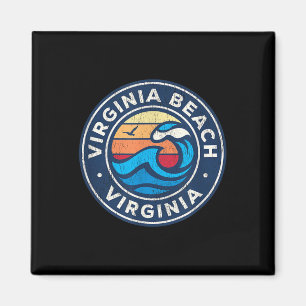Aimant Virginia Beach Virginia Va Vagues Nautiques Vintag
