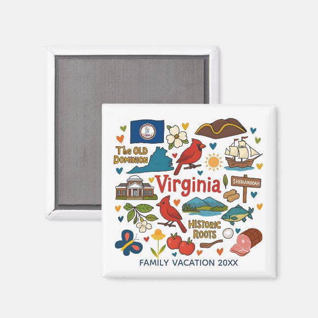 Aimant Virginia Family Trip Keepsake Personalized (Recto/Verso)