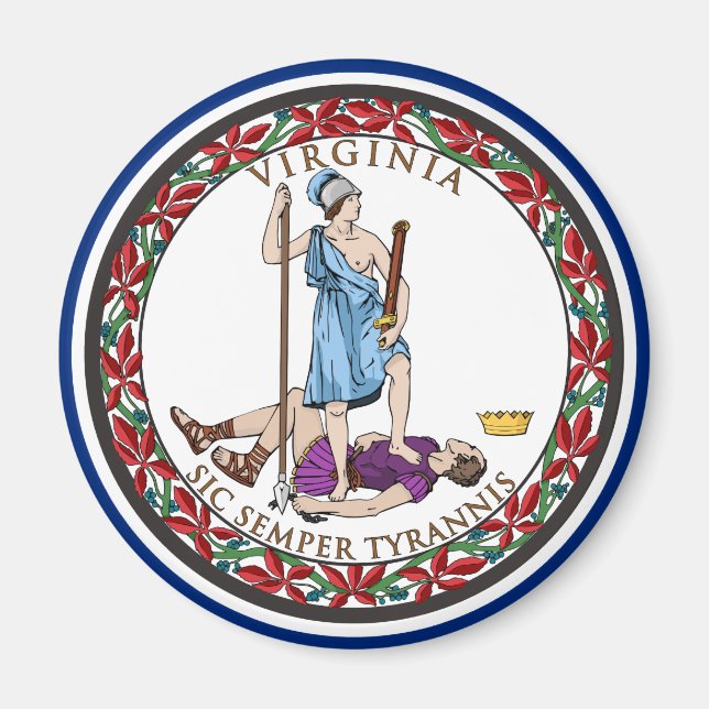 Aimant Virginia State Seal, Le drapeau de l'état de Virgi (Devant)
