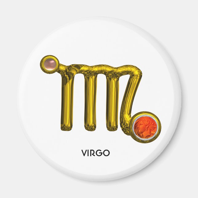 AIMANT VIRGO / GOLD ORANGE AGATE ZODIAC SIGNE JEWEL (Devant)