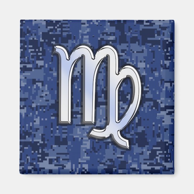 Aimant Virgo Zodiac Connexion Camouflage numérique bleu (Devant)