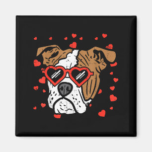 Aimant Visage de Bouledogue Anglais Cœur Gles Saint-Valen