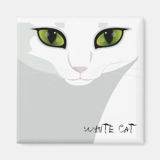 Aimant Visage de chat blanc avec la couleur de l'oeil de 
