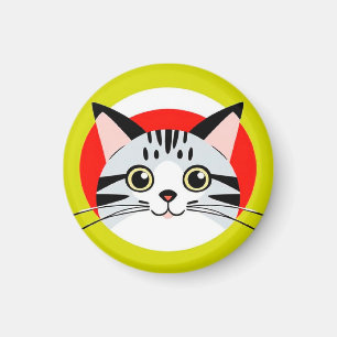 Aimant Visage de chat de dessin animé mignon avec design 