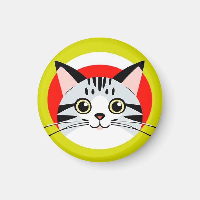 Aimant Visage de chat de dessin animé mignon avec design  (Devant)