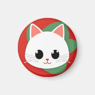 Aimant Visage de chat de dessin animé mignon avec design 