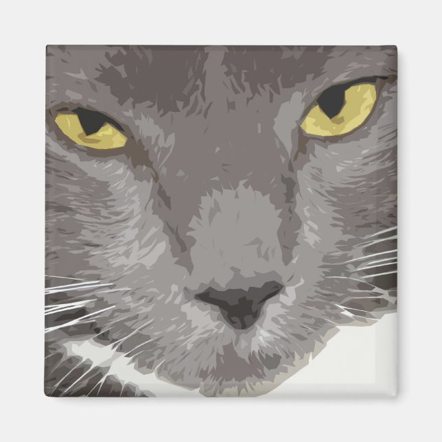 Aimant Visage de chat gris artistique (Devant)