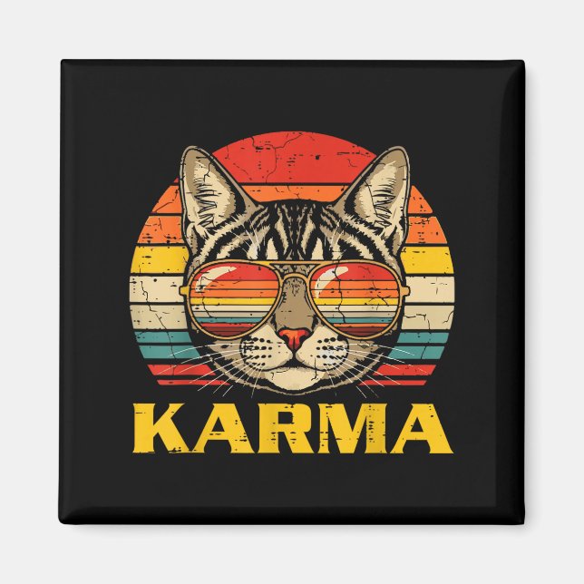 Aimant Visage de Chat Lunettes Karma Drôle Chat Chats Hom (Devant)