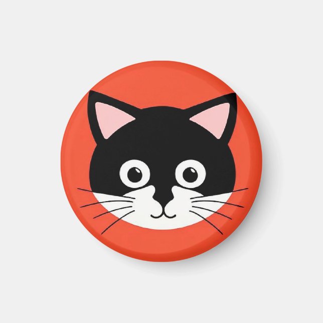 Aimant Visage de Chat Mignon Illustration Vibrante (Devant)