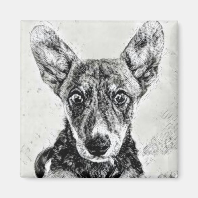 Aimant Visage de Chien Mignon (Devant)