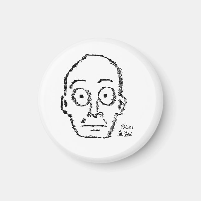 Aimant visage de dessin animé dessiné de manière esquissé (Devant)