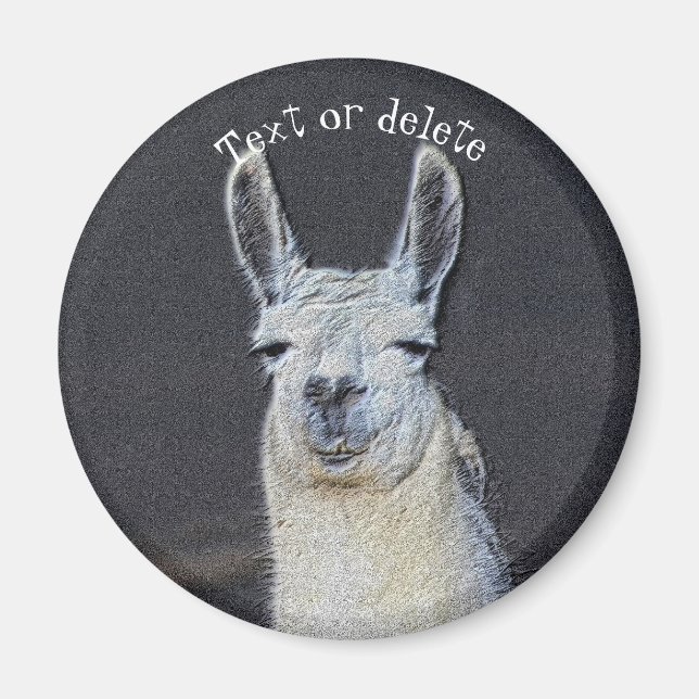 Aimant Visage de lama animalier personnalisé (Devant)
