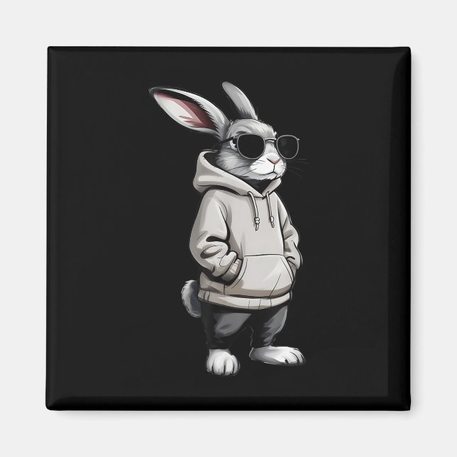 Aimant Visage De Lapin cool Avec Sungles Jour De Pâques P (Devant)