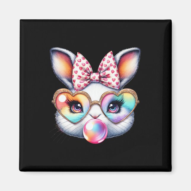Aimant Visage de lapin de Pâques mignon noeud coquette (Devant)
