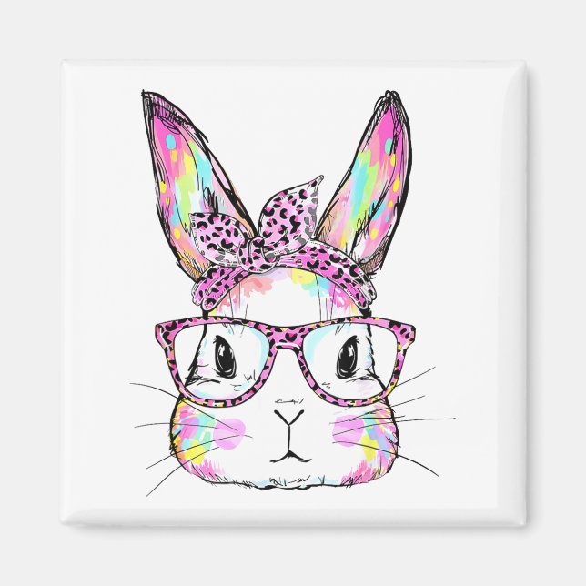 Aimant Visage de lapin drôle Gles Lapin Coquette Arc Heur (Devant)
