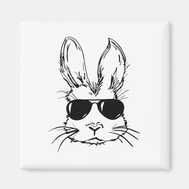Aimant Visage de lapin original de Pâques avec lunettes d (Devant)
