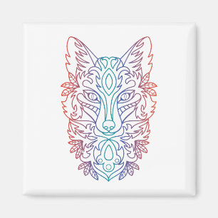 Aimant Visage de loup artistique