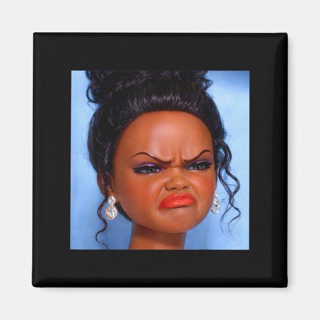 Aimant Visage de poupée noire dégoûté colère mème Visage  (Devant)