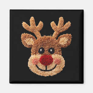 Aimant Visage de Renne au Crochet Joyeux Noël Fille Enfan