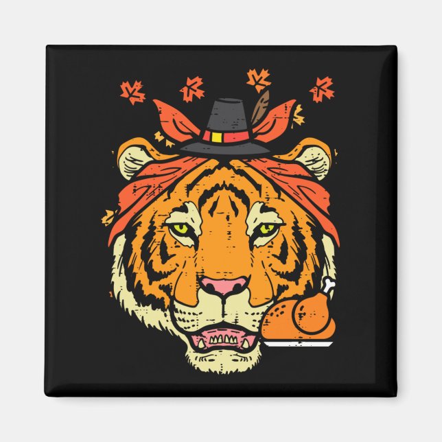 Aimant Visage de Tigre de Thanksgiving Jour de la dinde d (Devant)