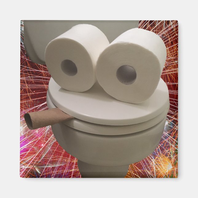Aimant Visage des toilettes souriantes (Devant)