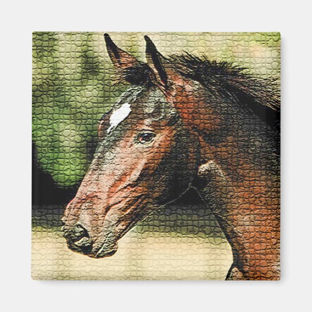 Aimant Visage du cheval mosaïque Carreaux (Devant)