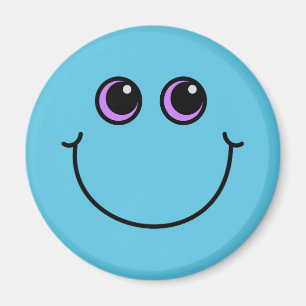 Aimant Visage Emoji Bleu Souriant