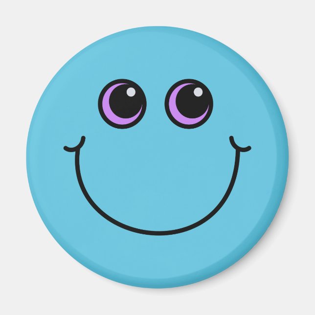 Aimant Visage Emoji Bleu Souriant (Devant)