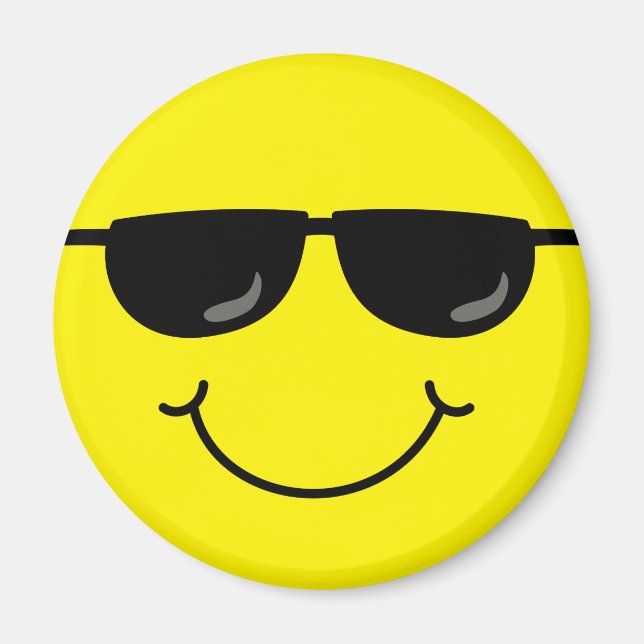 Aimant Visage Emoji cool avec lunettes de soleil (Devant)