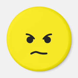 Aimant Visage jaune fâché simple