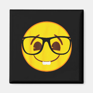 Aimant Visage jaune sourire Gles nerd officiel Emoji