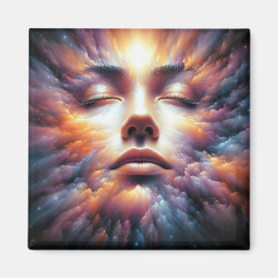 Aimant Visage mélangé avec des nuages colorés