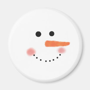 Aimant Visage mignon de bonhomme de neige rond