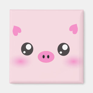 Aimant Visage mignon de porc - minimalisme de kawaii