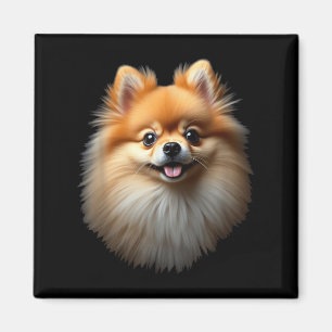 Aimant Visage noir de poing de chien de Poméranie