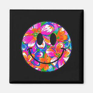 Aimant Visage souriant floral mignon design tendance été