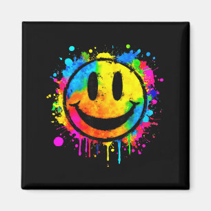 Aimant Visage Souriant Joyeux Éclaboussure de Peinture Mi