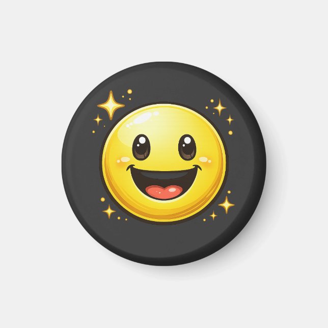Aimant Visage Sourire Heureux avec Étincelles (Devant)
