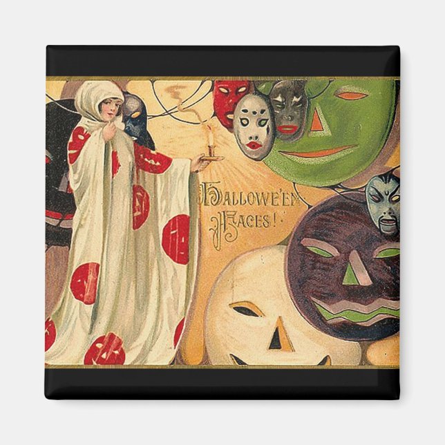 Aimant Visages d'Halloween - Art Déco (Devant)