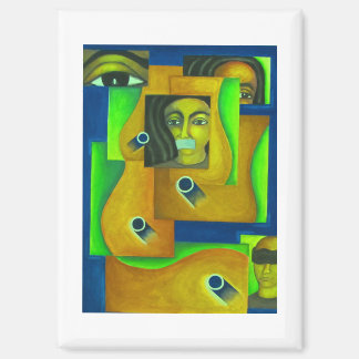 Aimant Visages superposés en vert et bleu par Hassan Wahb