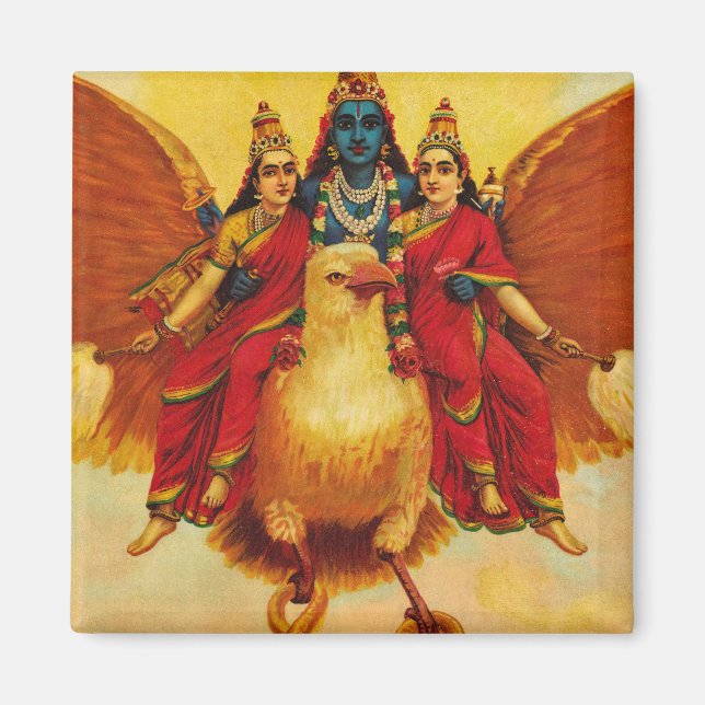 Aimant Vishnu, Garuda, Vahana par Raja Ravi Varma (Devant)