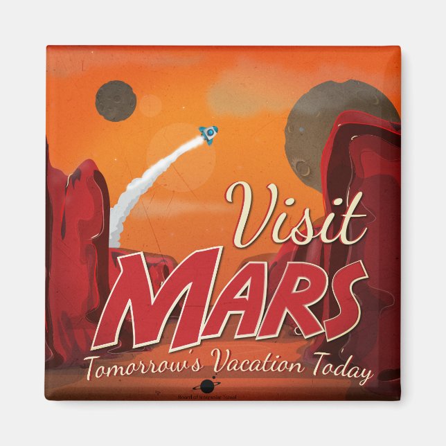 Aimant Visite Affiche Mars Vintage (Devant)