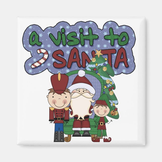 Aimant Visite de Père Noël Tshirts et cadeaux (Devant)