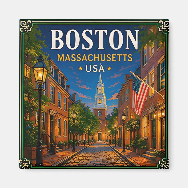 Aimant 🍁 Visite historique de Boston Massachusetts 🍁 (Devant)
