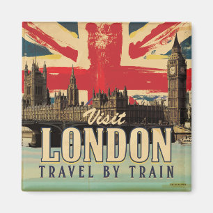 Aimant Visiter le poster vintage de Londres