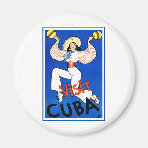 Aimant Visitez La Havane, Cuba, Affiche de voyage vintage