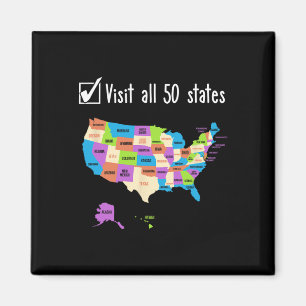 Aimant Visitez La Liste Des 50 États Cadeaux Usa Bucket L